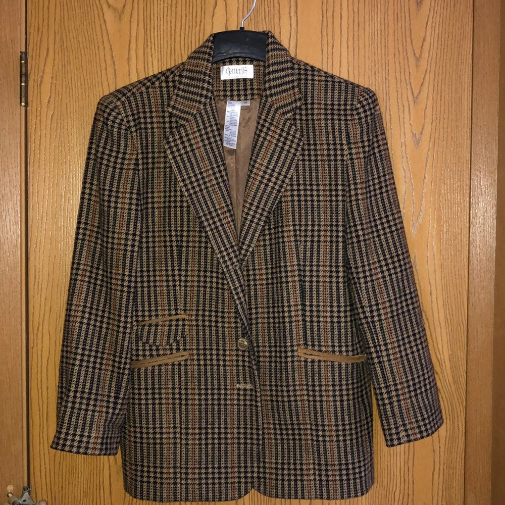 Vintage Wool Blazer Suede detail @ Pockets
